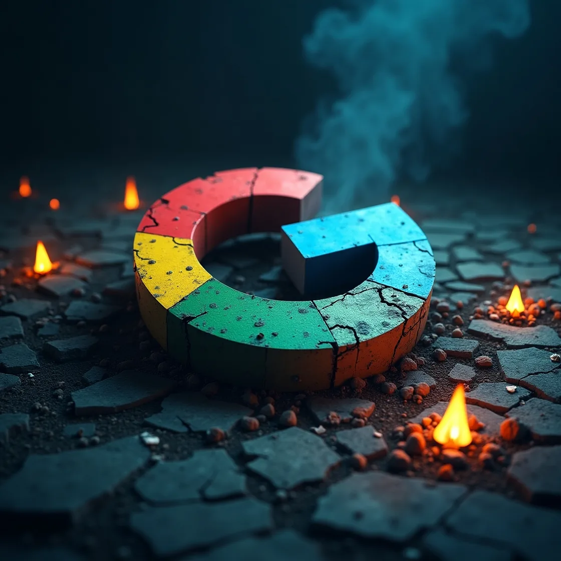 google logo is burning