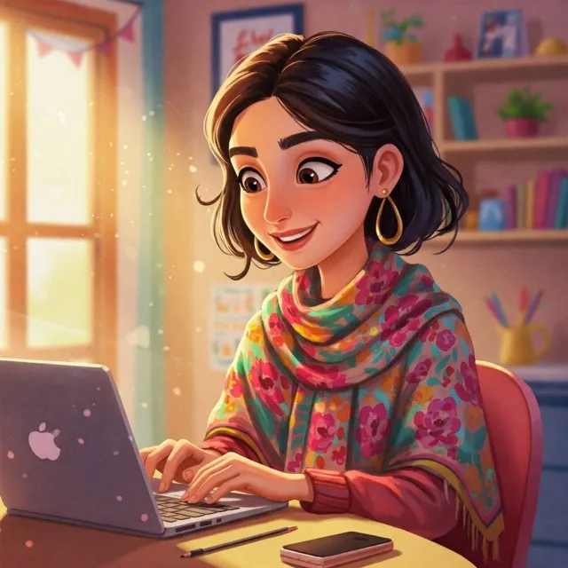 a girl workin with laptop